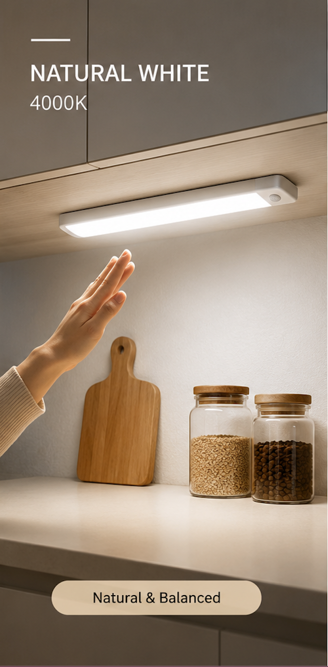 Luce LED con Sensore di Movimento USB 50 cm | Ricaricabile | Senza Fili | Per Cucina, Armadi e Scale