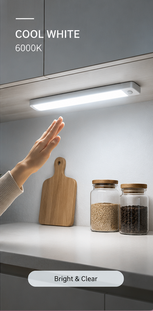Luce LED con Sensore di Movimento USB 50 cm | Ricaricabile | Senza Fili | Per Cucina, Armadi e Scale